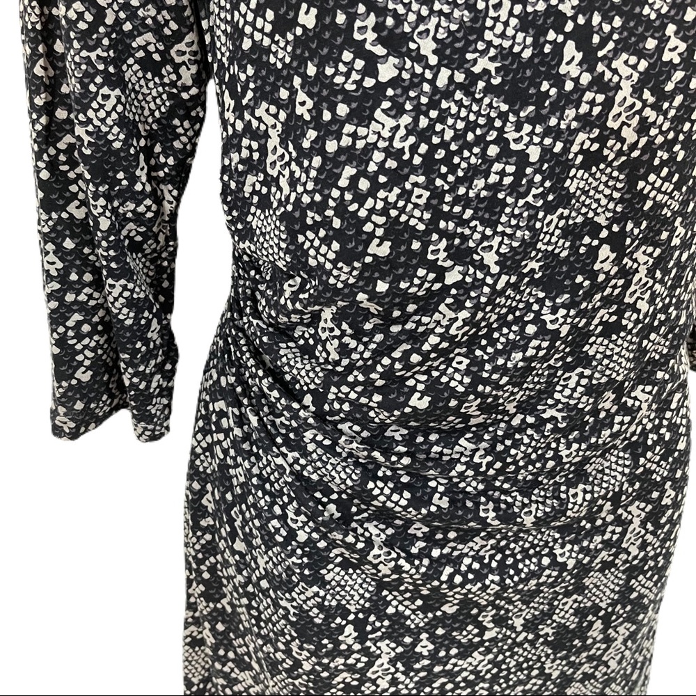 Ann Taylor Loft Ruched Snakeskin Dress L Purple - Picture 6 of 8